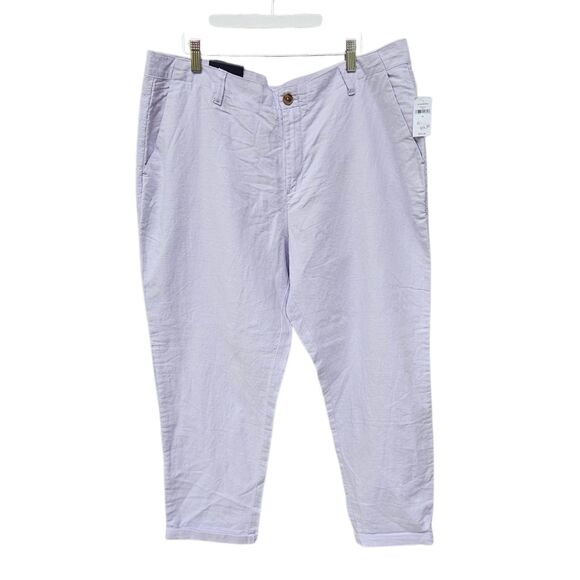 Gap Pants Women’s 16 Lilac Purple Linen Blend Girlfriend Chino Crop Flat Front - Picture 1 of 10